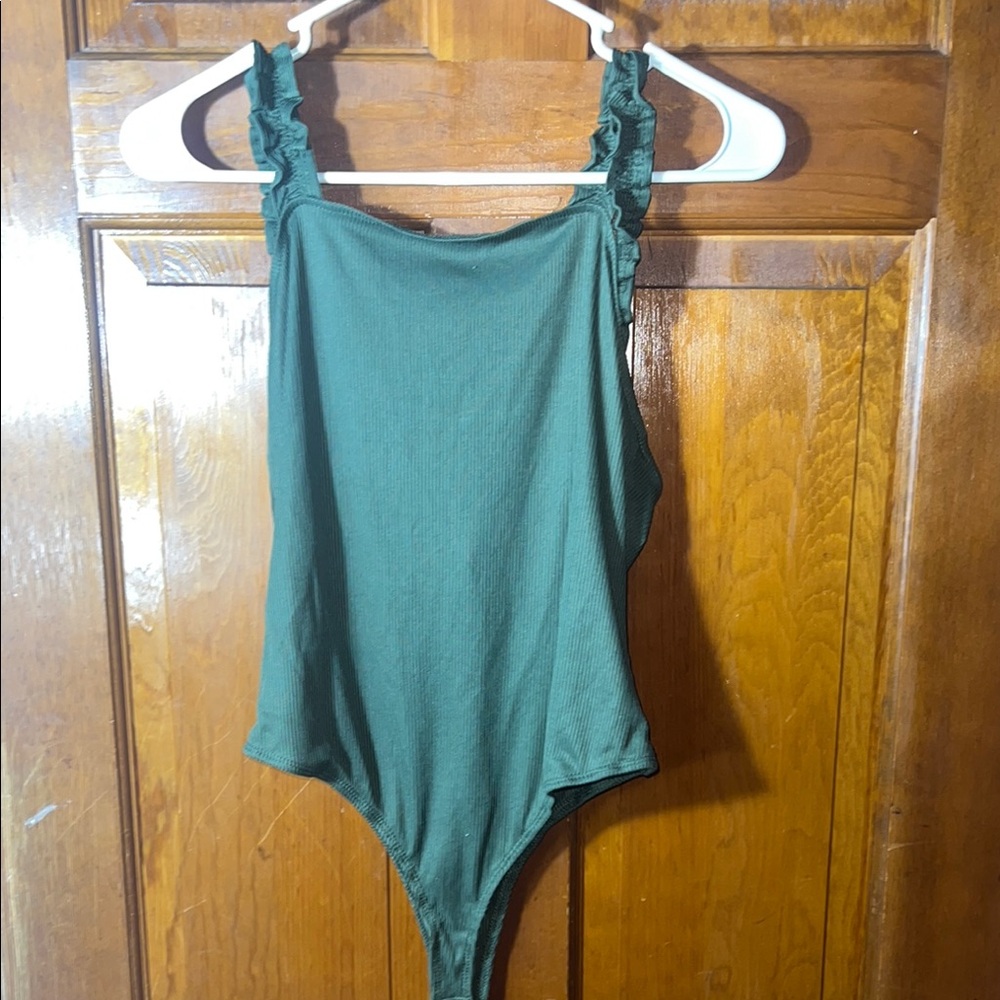 Green Bodysuit with Ruffle Straps